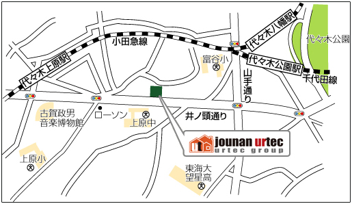 電車でご来社の方向け地図